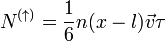 N^{(\uparrow)}=\frac{1}{6}n(x-l)\vec{v}\tau