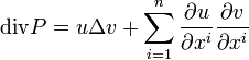 \mathrm{div}P=u\Delta v+\sum^{n}_{i=1}\frac{\partial u}{\partial x^i}\frac{\partial v}{\partial x^i}