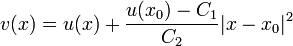 v(x)=u(x)+\frac{u(x_0)-C_1}{C_2}|x-x_0|^2