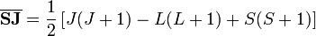 \overline{\bold{SJ}}=\frac{1}{2}\left[J(J+1)-L(L+1)+S(S+1)\right]
