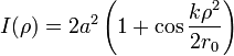 I(\rho)=2a^2\left(1+\cos\frac{k\rho^2}{2r_0}\right)