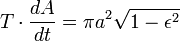 T\cdot\frac{dA}{dt}=\pi a^2\sqrt{1-\epsilon^2}