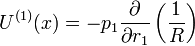 U^{(1)}(x)=-p_1\frac{\partial}{\partial r_1}\left(\frac{1}{R}\right)