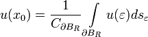 u(x_0)=\frac{1}{C_{\partial B_R}}\int\limits_{\partial B_R}u(\varepsilon)ds_{\varepsilon} 