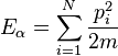 E_{\alpha}=\sum_{i=1}^{N}\frac{p_i^2}{2m}